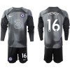 Maillot de Gardien à Manches Longues Chelsea MENDY 16 2022-23 Noire Pour Enfant